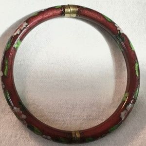 Cloisonné Bracelet Burgundy with floral design